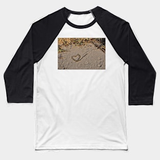 With love... A heart drawn in the sand with a stick, classic message Baseball T-Shirt